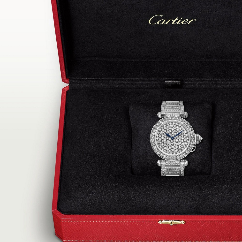 Đồng Hồ Cartier Pasha De Cartier Serti Vibrant Watch 35mm Nữ Xám